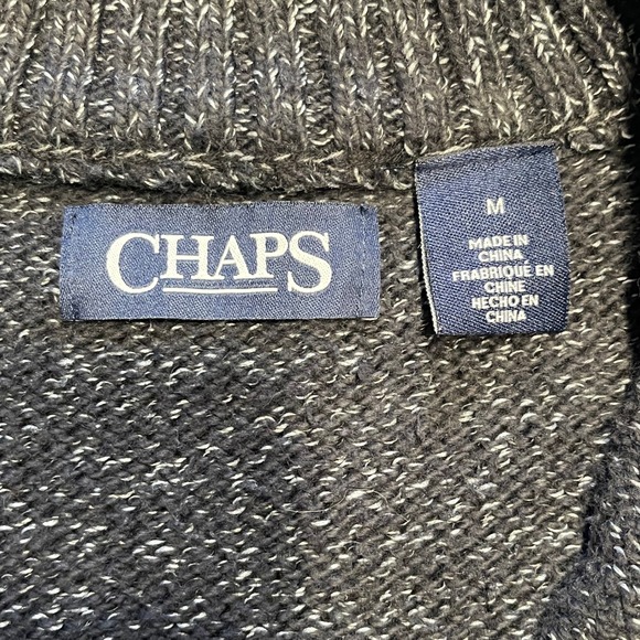 Chaps‎ Mens Gray Speckled Knit Quarter Zip Sweater Size M - Picture 4 of 7